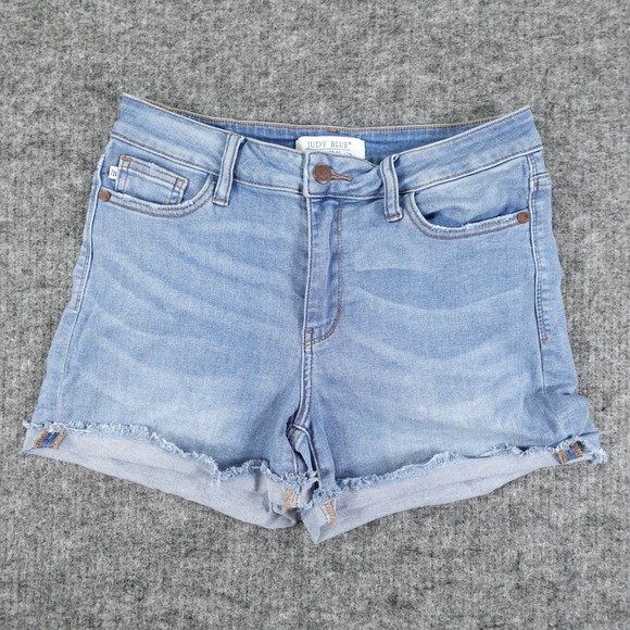 Judy Blue Pants - Judy Blue Jeans Shorts Womens Medium Denim Cuffed Stretch 3" Inseam JB150037